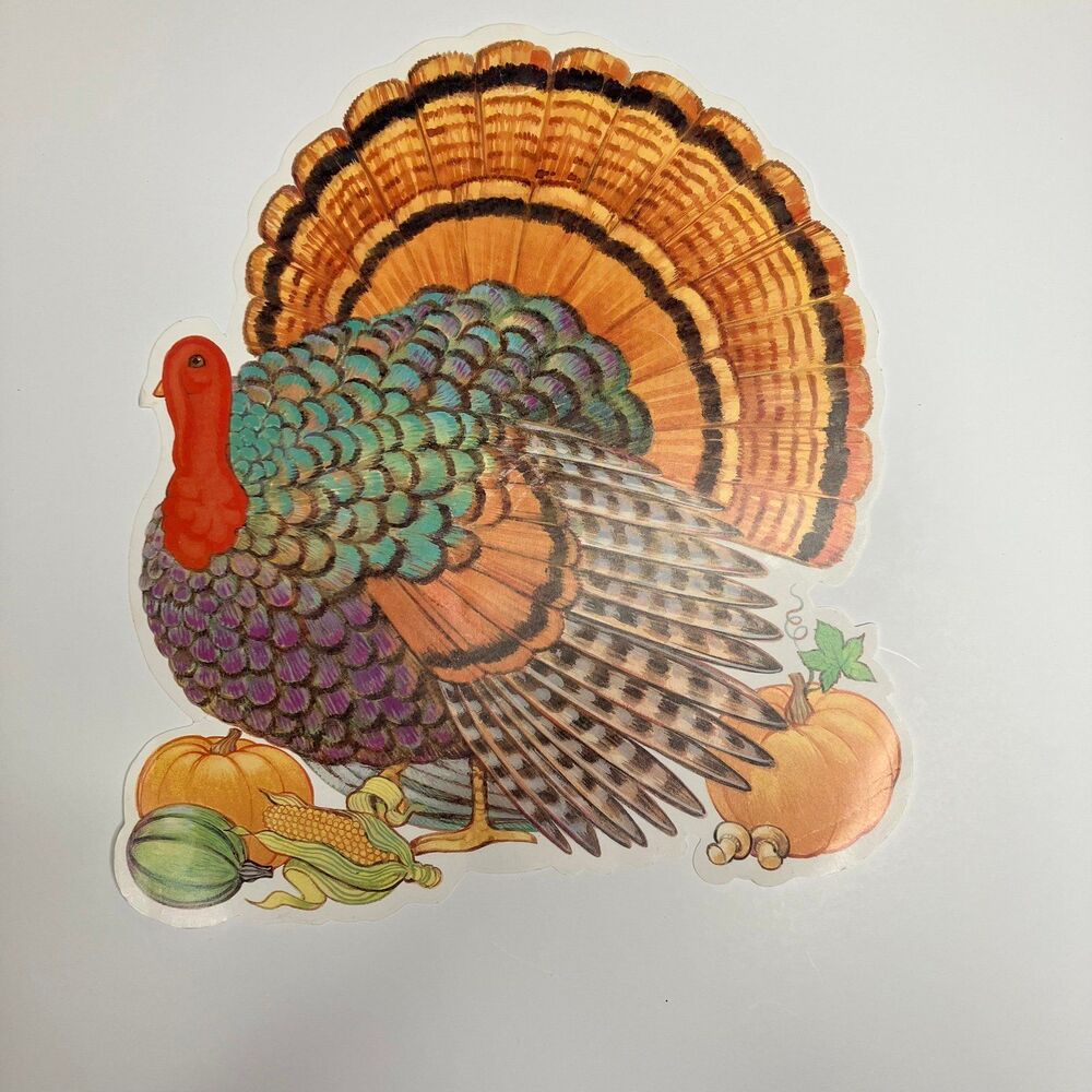 Vintage Amscan Thanksgiving Turkey Double Sided Die Cut 12”x10”